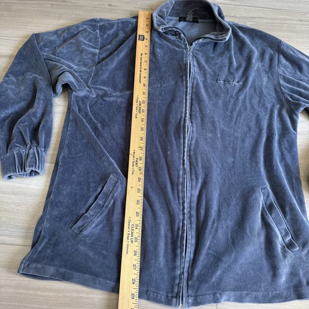 Vintage Y2K Sean John Velour‎ Track Jacket Mens Sz L Blue Baggy Hip Hop Zip Flaw